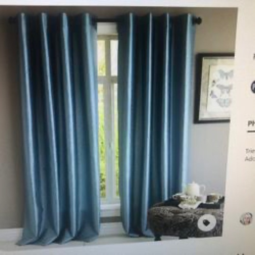 Six curtain panels Pier 1 Smoke Blue Hamilton